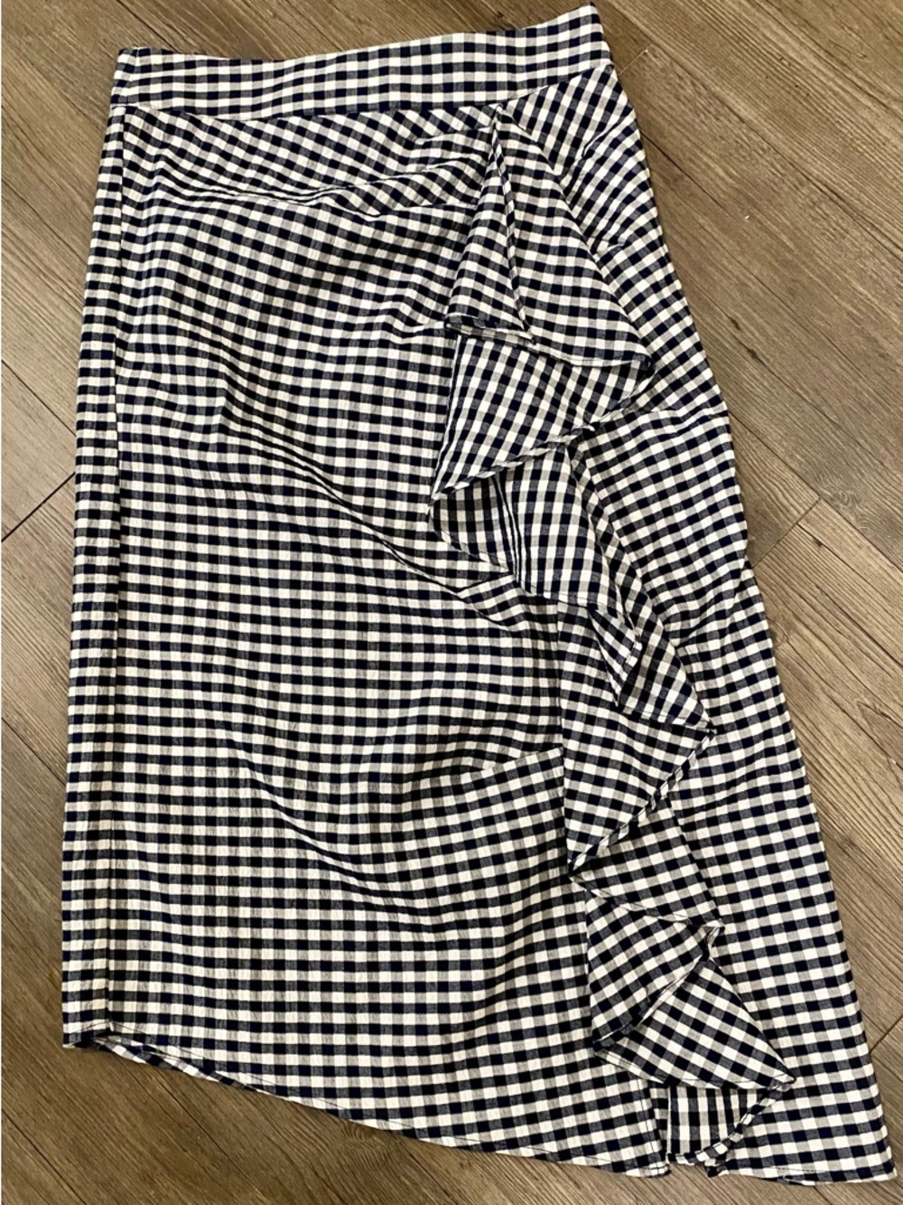 Vivace Italy Blue & White Gingham Ruffle Midi Skirt - Women's